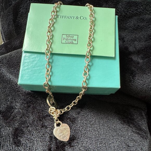Tiffany & Co. Sterling Silver Heart Tag Toggle 18.5" Chain Necklace - Picture 8 of 13